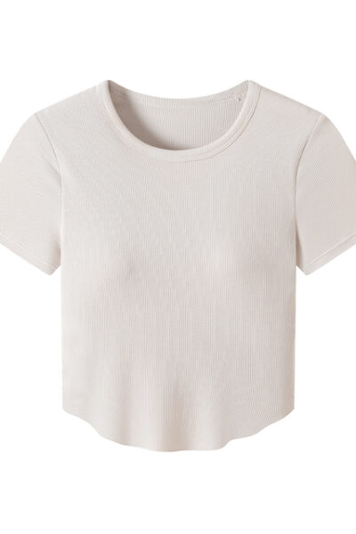 Short-Sleeved T-Shirt with Cup - White