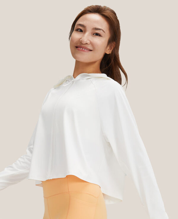 Hooded Cape Sun Protection Clothing Jacket - White