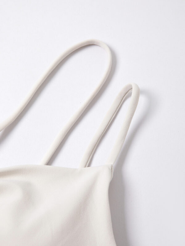Spaghetti Strap Sports Bra - White Shoulder