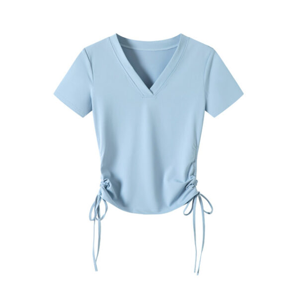 Women's V-neck short-sleeved T-shirt - Sky Blue
