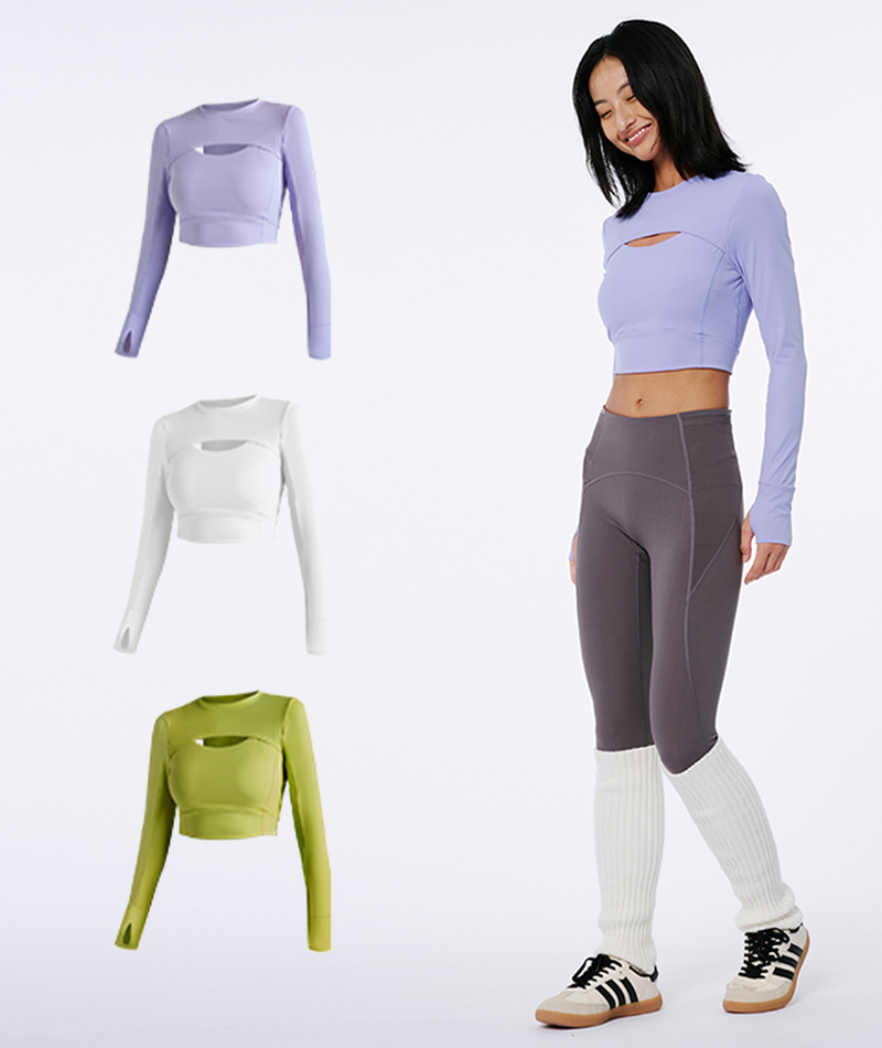 Padded yoga long-sleeved T-shirt - Color Option