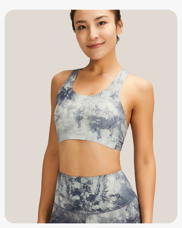 Tie-Dye Yoga Bra - Gray Ink