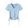 Women's V-neck short-sleeved T-shirt - Sky Blue